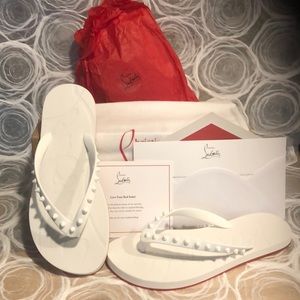 Christian Louboutin Loubi Flip Flat in white